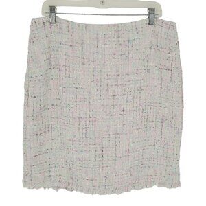 Elle womens 14 white pastel pink blue speckled knit tweed pencil mini skirt